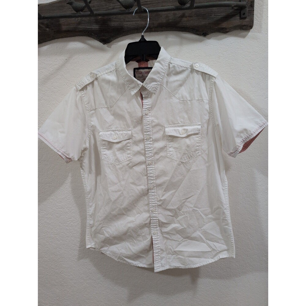Hudson & Barrow Large White Short Sleeve Western Style Button Down Shirt